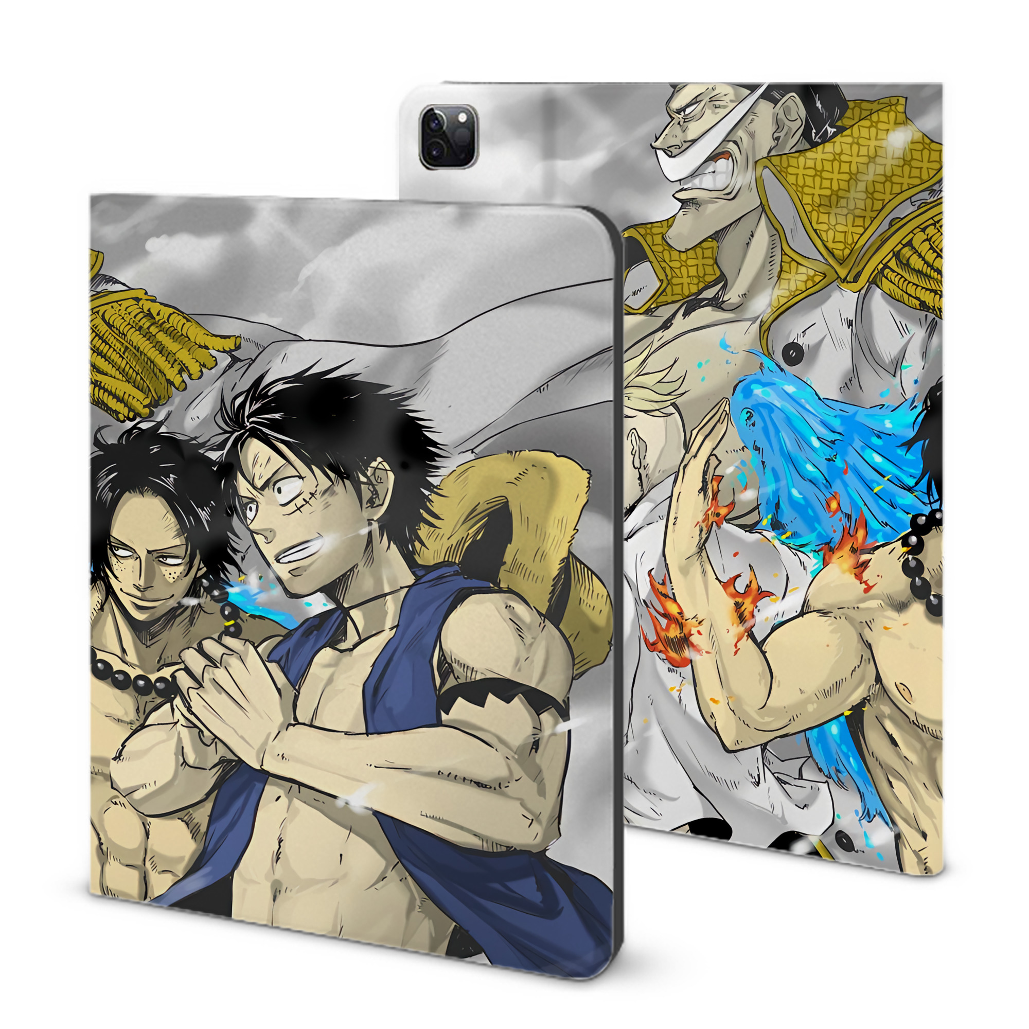 ワンピース ONE PIECE IPad ケース ブック型 PUレザー TPU 耐衝撃 軽量 薄型 ペン収納なし 全面保護 IPad 各モデル対応